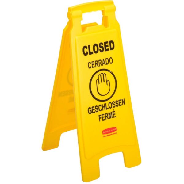 Rubbermaid® 6112-78 2-Sided Floor Sign - "Closed", Multilingual