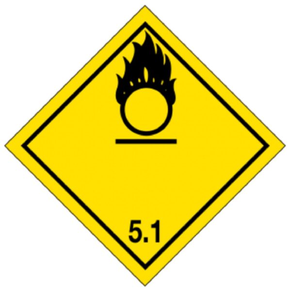 Hazard Class 5.1 Placard - Oxidizer, Tagboard