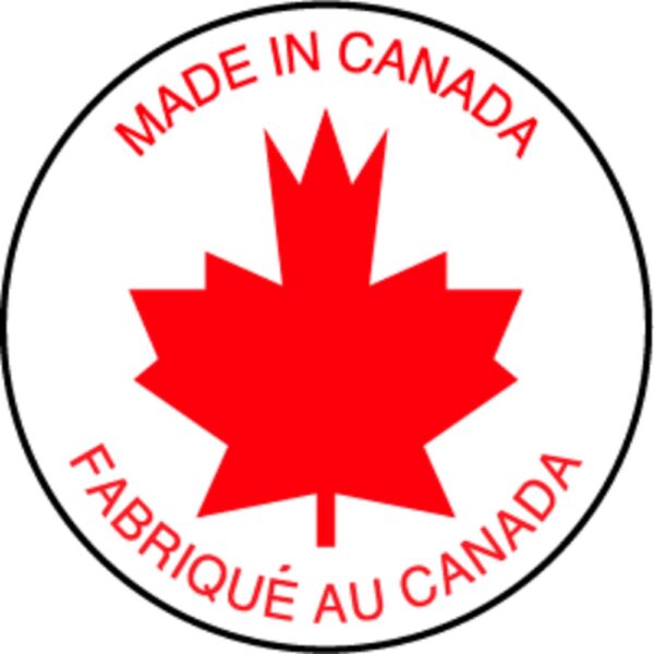 Made in Canada Label - Red on White, 1" Circle