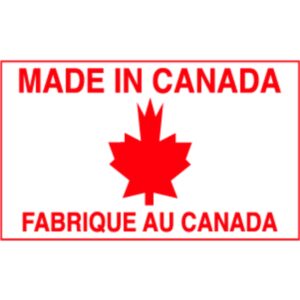 Made In Canada Label - Red on White, 3" x 5"