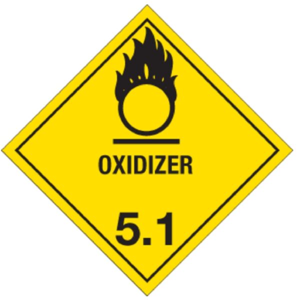 "Oxidizer" Label Hazard Class 5.1 - 4 x 4"