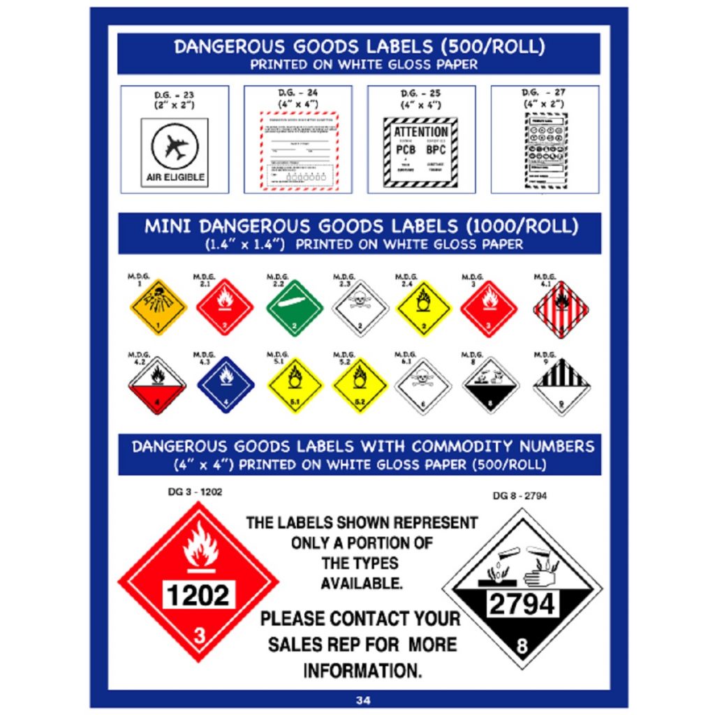 DG 4-1401 Label with Commodity Numbers - 4