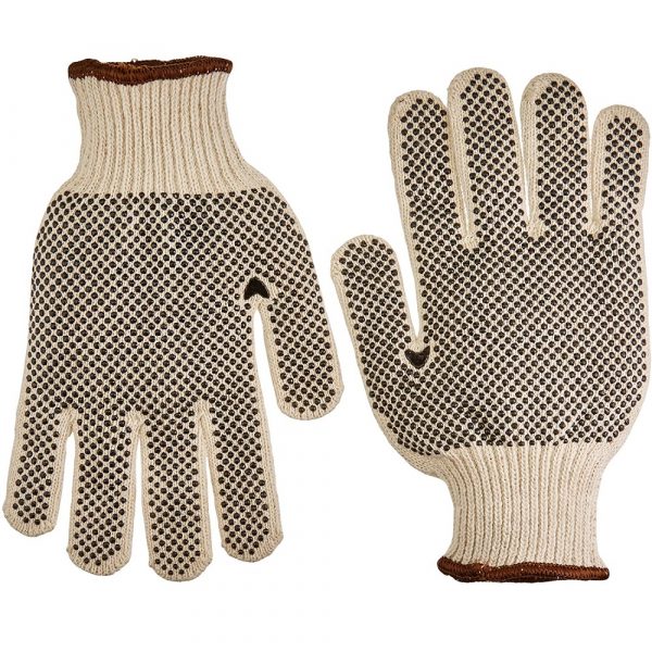 PVC Dot Poly/Cotton String Knit Gloves - Double-Sided