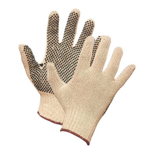 PVC Dot Poly/Cotton String Knit Gloves - Single-Sided
