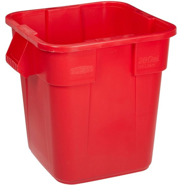 Square BRUTE® Container - 28 Gallon, Red