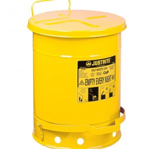 Oily Waste Can - Justrite®, 10 Gallon, Yellow