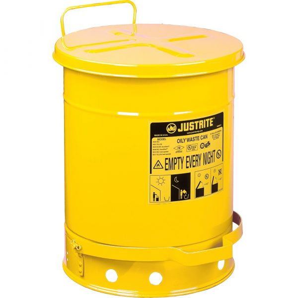 Oily Waste Can - Justrite®, 14 Gallon, Yellow