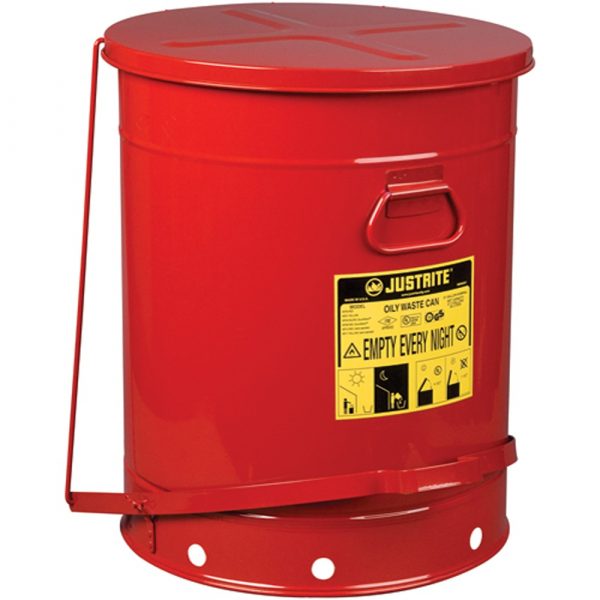 Oily Waste Can - Justrite®, 21 Gallon, Red