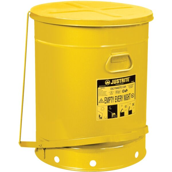 Oily Waste Can - Justrite®, 21 Gallon, Yellow