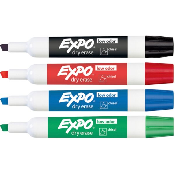 Expo® Dry Erase Markers - Chisel Tip, 4-Colour Set