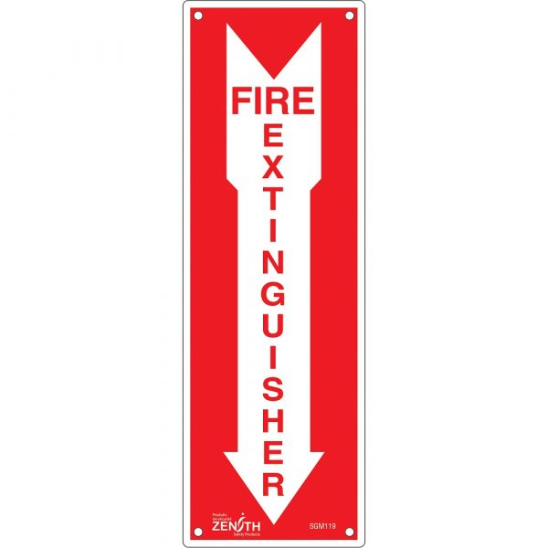 "Fire Extinguisher" Pole Sign - 12 x 4" - Plastic
