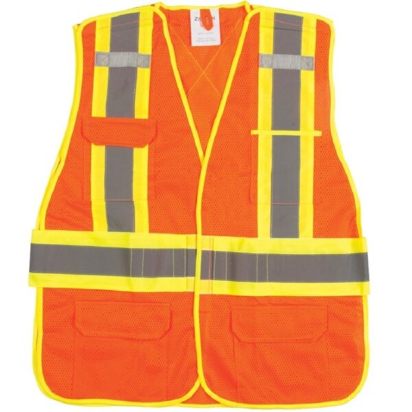 Class 2 Tear Away Hi-Vis Deluxe Surveyor Vests - Orange