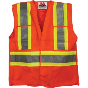 Viking® Class 2 Tear Away Deluxe Safety Vests – Solid, Orange