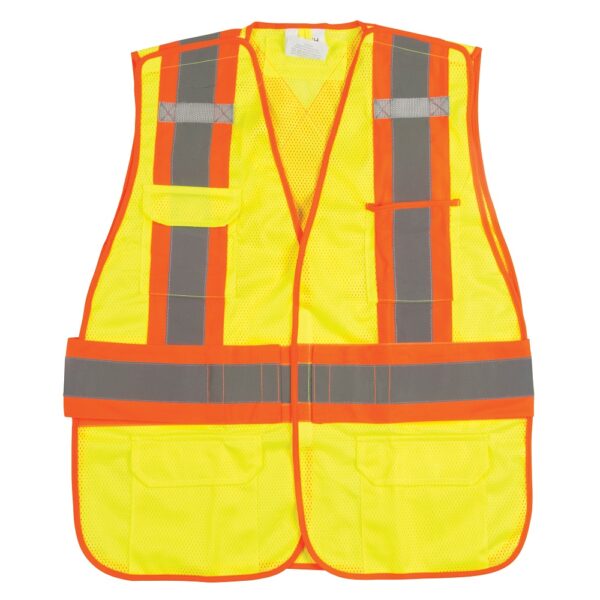 Class 2 Tear Away Flame-Resistant Hi-Vis Surveyor Vest - Lime/Yellow