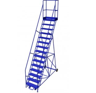 15-Step Rolling Safety Ladder with 15" Top Step