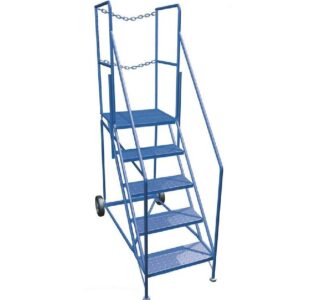 5-Step Safety Angle Trailer Access Rolling Step Ladder