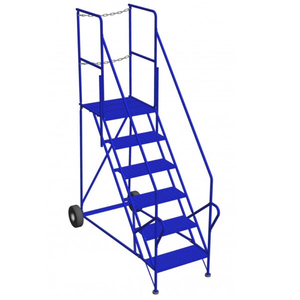 6-Step Safety Angle Trailer Access Rolling Step Ladder