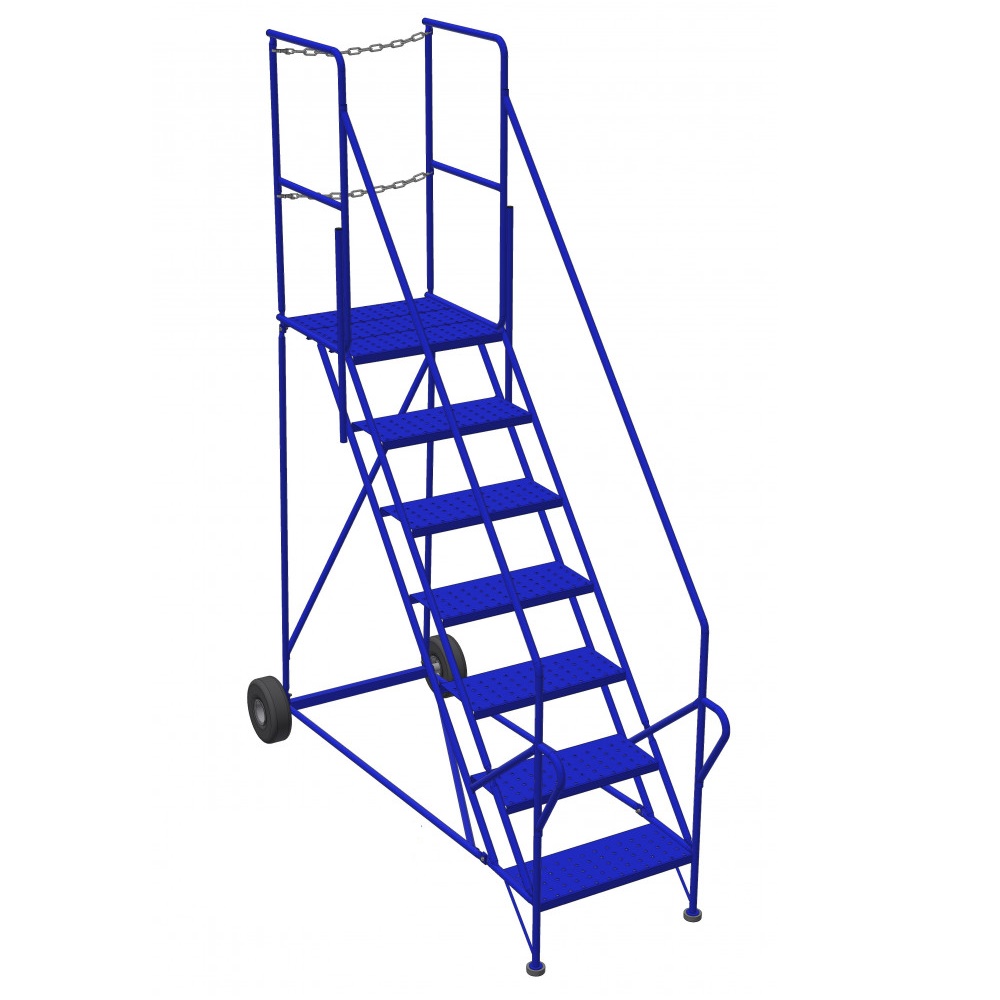 7-Step Safety Angle Trailer Access Rolling Step Ladder