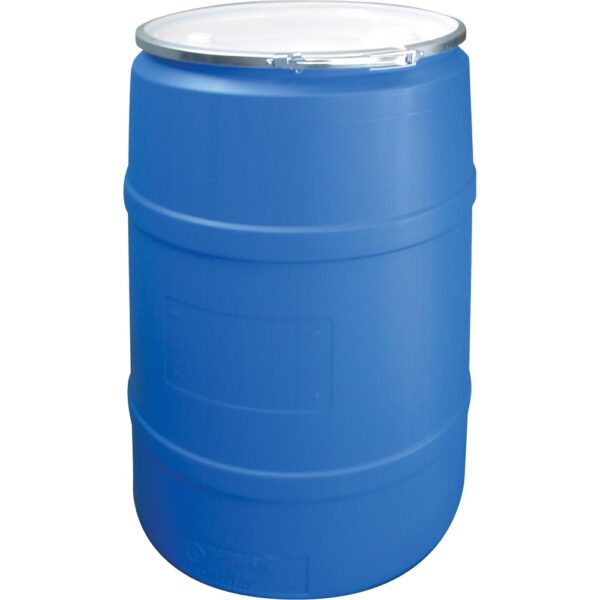 Plastic Drum with Lid - 55 Gallon, Open Top, Blue
