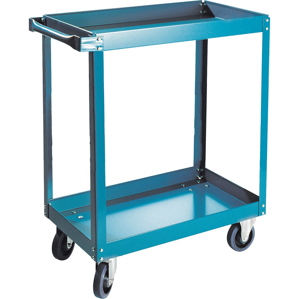 55804_Cart_2_Shelf_Steel_Knocked_Down_18in_W_x_30in_L_x_36in_H_5in_Rubber_Casters_900_Cap_Blue 2-Shelf Steel Cart – 30 x 18 x 36", Rubber Casters