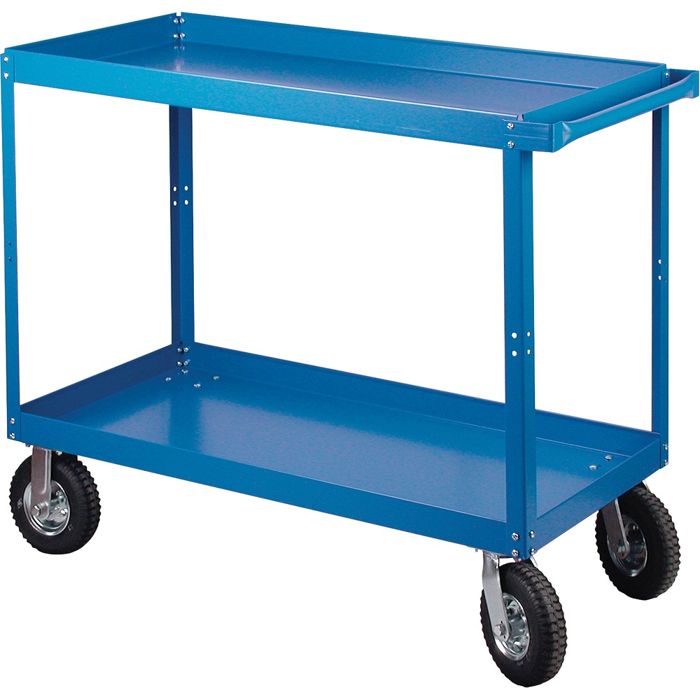 2-Shelf Steel Cart – 36 x 24 x 40", Pneumatic Casters