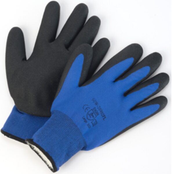 Black Nitrile Coated Winter Gloves - Blue Liner