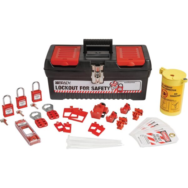 Brady® 153670 Electrical Lockout Tagout Kit with Nylon Safety Lockout Padlocks in Toolbox