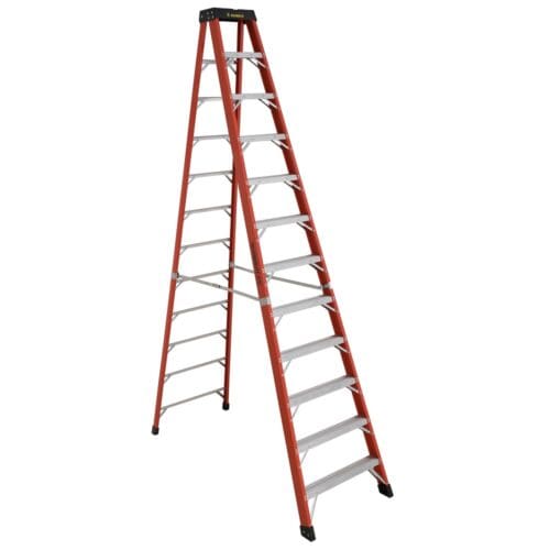 Featherlite 6812-AA Super-Heavy Duty Fiberglass Step Ladder - 12-Foot
