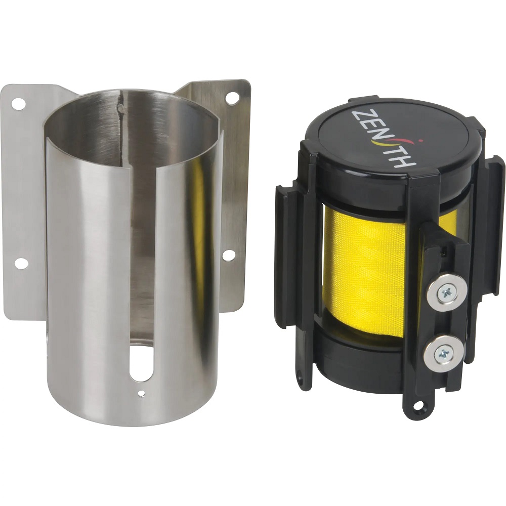 48811-YLW_Crowd_control_barrier_wall_mount_magnetic_stainless_steel_7-foot_yellow 48811 YLW Crowd control barrier wall mount magnetic stainless steel 7 foot yellow