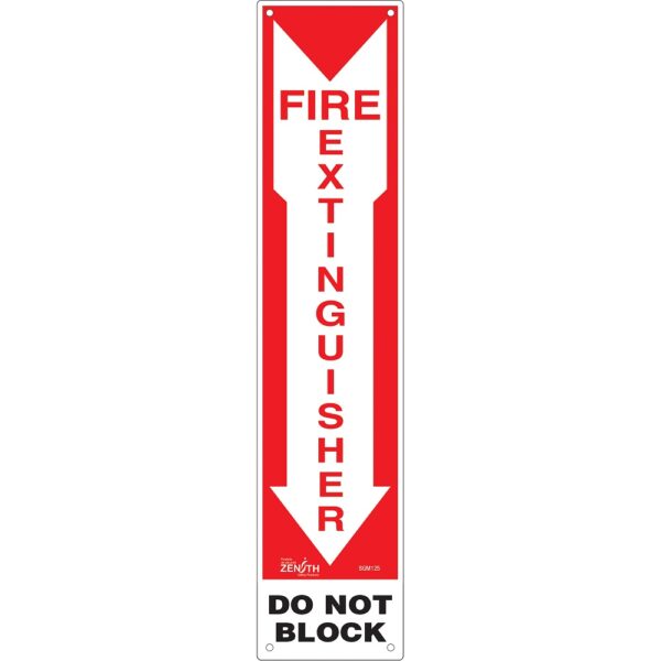 "Fire Extinguisher Do Not Block" Pole Sign - 18 x 4", Plastic