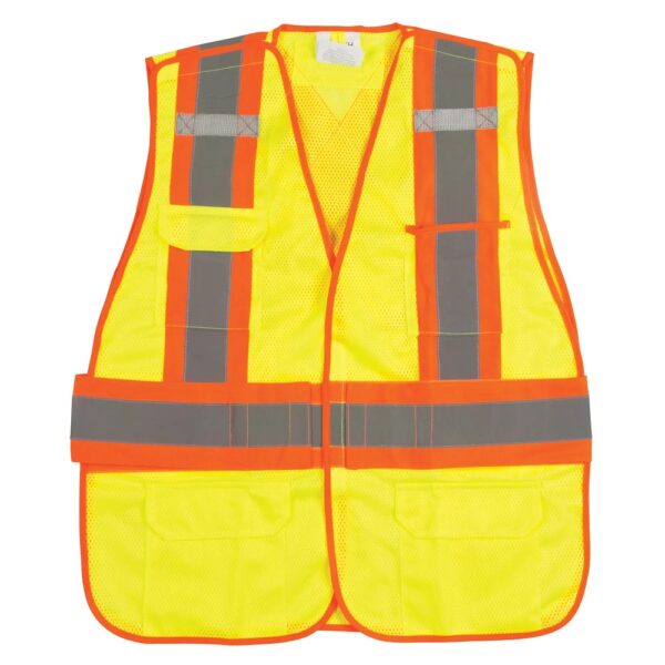 Class 2 Tear Away Hi-Vis Deluxe Surveyor Vests - Yellow