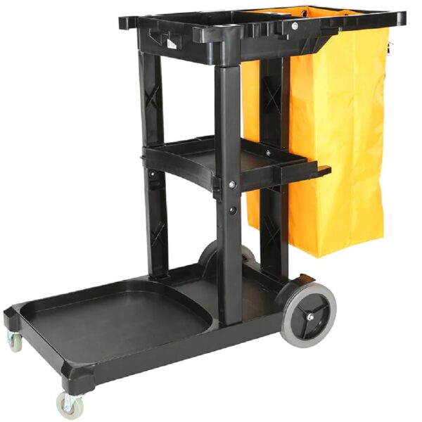 Globe™ Janitor Cart w/Vinyl Bag - Black, Standard