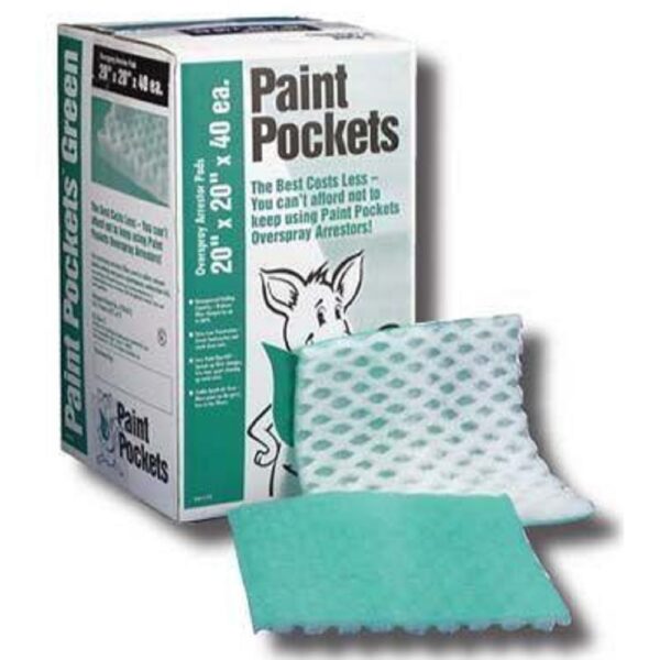 Paint Pockets® Green Overspray Arrestor Pads - 20 x 20 x 40"