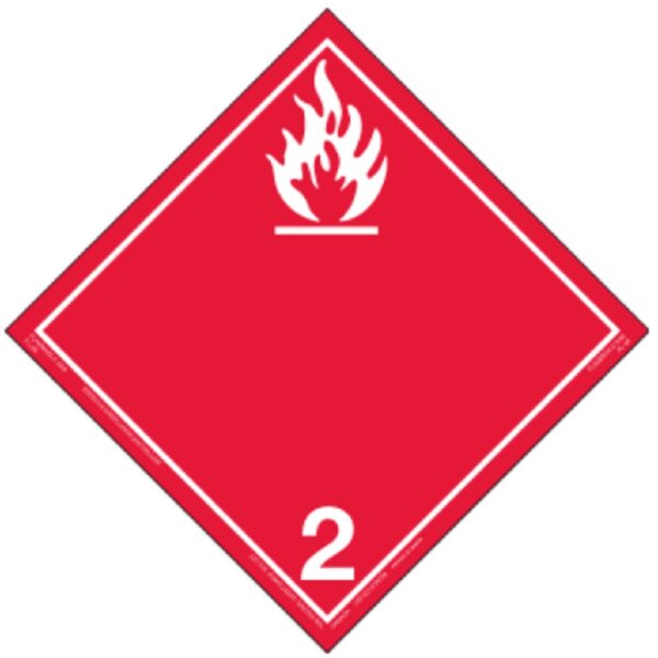 Hazard Class 2.1 Placard - Flammable Gas, Tagboard