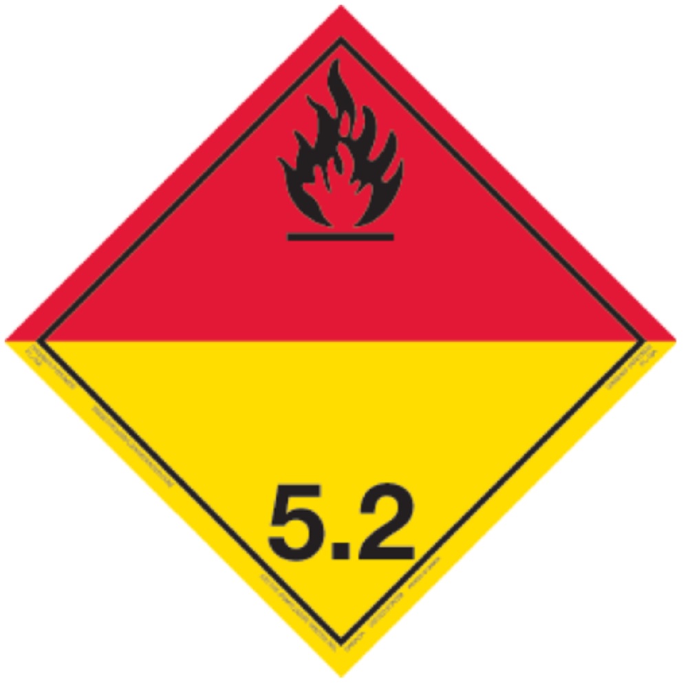 Hazard Class 5.2 Placard - Organic Peroxide, Tagboard